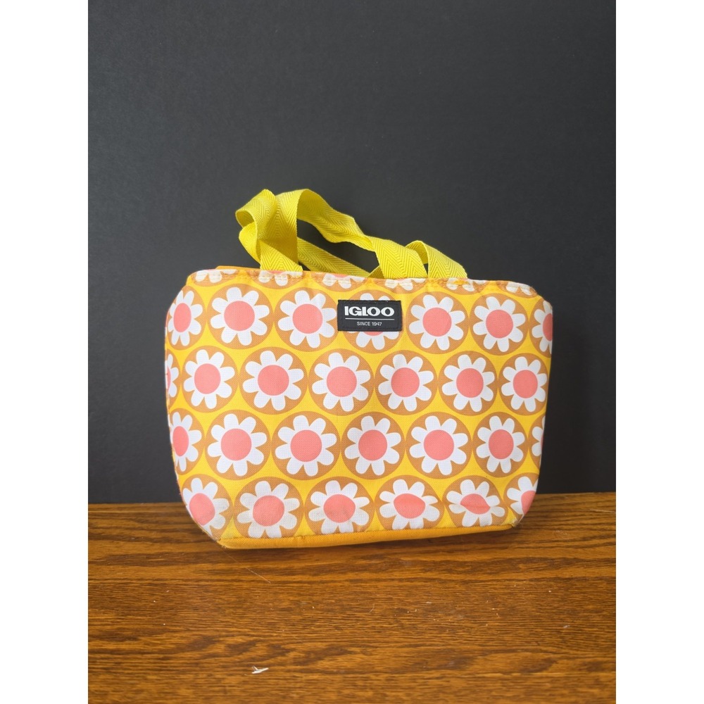 Igloo Floral Insulated Lunch Bag Cooler Tote Orange Daisy Retro Style